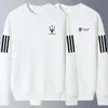 Camiseta de manga larga para hombre para otoño e invierno, marca de moda, corte holgado, engrosada, camiseta básica casual, sudadera estampada de cuello redondo para estudiantes jóvenes