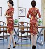 Vestido Cheongsam Bordado Ai Qi Talla Grande 6XL Nuevo de Primavera y Verano 2020 Vestido Cheongsam Talla Grande de Largo Medio Vestido de Manga Media para Chica Gordita