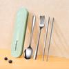Conjunto de Louça Portátil 316 Aço Inox Panela de Colher Chopsticks Creme Caixa de Armazenamento de Vento Único Chopsticks Spoon