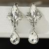 Aretes de Vidrio Blanco, Aretes Brillantes con Gema en Forma de Gota, Accesorios de Boda a Juego, Regalos para Citas en Pareja
