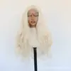 Blanco Lechoso Encaje en la Frente Cabello Largo Ondulado Fibra Sintética Mate de Alta Temperatura Tocado Para Fotografía Cosplay Fabricante Mayorista