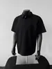 Camisa polo de manga corta con hombros rectos estilo americano para hombre, camisa de verano de peso pesado con cuello de solapa, mangas raglán, corte entallado de media manga