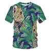 Amazon Aliexpress Cruzamento de Fronteiras Padrão de Animal e Planta Impressão 3D Verão Hip-Hop Gola Redonda Manga Curta Camiseta Venda Direta de Fábrica