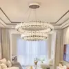 Araña de cristal para sala de estar, sensación de lujo ligero y alta gama, luz principal para el recibidor, 6 piezas, nuevo estilo minimalista italiano, lámpara redonda de hierro forjado para comedor y dormitorio