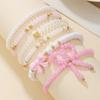 Nuevo Pulsera Elástica Apilada Rosa Moda Estilo Vaquero Occidental Decorada a Mano con Cuentas de Letras de Arcilla Blanda para Mujeres