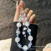 Venda Direta da Fábrica Pingente de Borla Flor Rosa Tridimensional de Cristal que Muda de Cor com Contas Feito à Mão para Cordão de Celular de Mulher Corrente de Celular