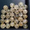 Mineral crudo de oro brasileño, cuentas dispersas de cristal, cuentas redondas de cristal de titanio, cuentas individuales, pulsera de cristal multitesoro, accesorios de bricolaje, cuentas