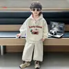 Q166 Conjunto de Sudadera con Capucha para Niños Otoño Primavera y Otoño Nuevo Estilo Moda Coreana Elegante Deportivo Conjunto de Dos Piezas