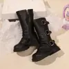 Botas Martin para niños otoño e invierno 2026, antideslizantes, versátiles, botines para niñas, modernos, forrados de felpa, botas de invierno de cuero para niños pequeños