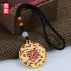 Rongsheng Estilo Étnico Dragón y Fénix Montaña de Cinabrio Flor Fantasma Collar Retro Colgante de Dragón y Fénix Patrón de Dragón Colgante Personalizado