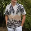 Comercio Exterior Transfronterizo Estación Independiente de Amazon Hombre Estampado Digital Casual Holgado Impresión 3D Manga Corta Camisa Lel Hombre