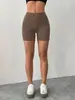 Shorts de Yoga Feminino Europeu e Americano de Cintura Alta Levanta Bumbum Calças Apertadas Esportivas de Fitness Femininas Calças Base de Corrida de Secagem Rápida