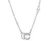 Colar Chanel estilo coreano chique com gato antigo, simples, celebridade da internet, viajante, temperamento de estudante, feminino, com flash de diamante, corrente de clavícula com duplo C