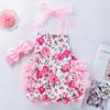 Ropa infantil transfronteriza niña bebé 0-2 años tirantes de leopardo faja chaqueta acolchada de algodón mono con estampado de encaje protector de barriga