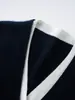 Ropa Transpirable de Otoño: Chaqueta Cardigan de Punto Ligero con Mangas Largas, Bloques de Color, Parches de Cachemira Pura, Aspecto de Dos Piezas, Cuello en V