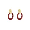 Pendientes Geométricos Estilo Hong Kong Rojo Vino Aguja de Plata Ancla Roja Pendientes Elegantes de Gama Alta Pendientes Retro de Nicho para Mujer
