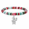 Popular Serie Navideña de Arcilla Polimérica Europea y Americana Pulsera Colgante de Acero Inoxidable de Papá Noel Muñeco de Nieve Joyería de Comercio Exterior al por Mayor
