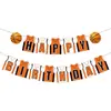 Decoração de Festa de Aniversário Temática de Basquete da NBA - Conjunto de Decoração de Festa de Aniversário para Menino - Bandeira de Aniversário Topper de Bolo