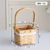 Mini Cesta de Flores Portátil de Madeira, Cesta de Madeira Tecida em Rattan para Segurar na Mão, Cesta para Arranjo de Flores Secas, Cesta de Flores Decorativa