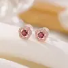 Brincos de Prata S925 Banhados a Ouro Rosa com Turmalina Prata Flor de Ameixa Incrustada Bola Super Brilhante Prata Yilu Venda por Atacado