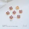 Cuentas espaciadoras de trébol de cuatro hojas con forma de corazón de circonita de colores, chapadas en oro de 14 quilates sobre cobre, para accesorios de pulseras y collares de cristal y perlas de bricolaje