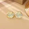 Pendientes de Tachuela Redondos de Circonita Cúbica Vintage Wind de Segunda Mano Pendiente de Moda de Gama Alta Diseño Retro Pequeño de Nicho Sentido de Diseño Collar