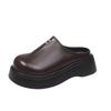 Zapatos Pequeños de Suela Gruesa Baotou Medio Slip-on Birkenneth Zapatos de Mujer Combinan con Todo Estilo Miu Mocasines Pantuflas Slip-on