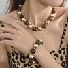 Pulsera de Cadena de Lana con Cuentas Retro Europea y Americana Estampado de Leopardo Otoño e Invierno Lujo Ligero Maillard Exagerado Estilo Punk Joyería Personalizada