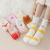 Nuevos Calcetines de Otoño e Invierno, Calcetines de Terciopelo de Coral Bordados de Dibujos Animados para Mujer, Calcetines Gruesos Cálidos para el Hogar, para Dormir en el Suelo