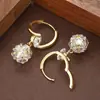 Moda Transfronteriza Europea y Americana Simple Brillante Totalmente Diamantado Circonita Flor Bola Postes para Pendientes Pendientes de Alta Gama Nicho Exquisitos Accesorios para Pendientes