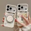 Adequado para Apple 18 Pro, nova capa de celular de desenho animado, à prova de quedas, iPhone 18 Pro Max, design estiloso e único com motivos fofos de urso e coelho