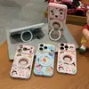 Funda de Teléfono con Soporte de Maruko Shin-chan Compatible con Teléfono Apple 17promax iPhone 18 Huawei Ventana de Corazón