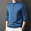Suéter de Punto Grueso con Cremallera y Cuello Redondo Medio Alto para Hombre Otoño/Invierno 2025 Capa Base Cálida Venta al por Mayor