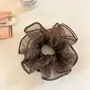 Goma para el pelo de malla de leopardo de alta gama para mujer, diseño esponjoso de doble capa, accesorio versátil para el cabello, suave y elegante, liga para el cabello de uso diario