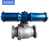 Válvula de esfera fixa pneumática Q647F/H/Y-16C de dupla ação com flange de descarga de cinzas, corte de descarga de cinzas, esfera de vedação dura
