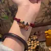 Pulsera Roja de Hilo Calmante para Bebés y Niños Pequeños, Año Zodiacal de la Mujer, Melocotón Azul, Flor de Melocotón, Hueso de Melocotón, Cuerda para la Mano de Niños Anti-Susto para Exteriores