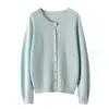 Nuevo cárdigan de cachemira para mujer con cuello redondo, manga larga, todo a juego, suave con la piel, chaqueta holgada, otoño e invierno 2024