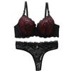 Conjunto de Lingerie Sexy de Renda Transfronteiriço com Aro, Disponível em Tamanhos, Sutiã Preto com Bojo Moldado e Almofadas, Renda Sexy