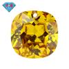 Huagang Gem Middle Agujero Único Dorado Oro Fertilizante Cuadrado Circonita Piedra Desnuda Forma de Almohada Piedra Natural Gemas con Agujero