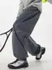 Calça Casual Funcional para Esportes ao Ar Livre para Homens, Estilo Primavera, Color-Blocking, Costura Cruzada, Punhos Ajustáveis, Calça Reta Solta