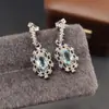 Pendientes Transfronterizos de Aguamarina Natural para Mujer, Joyería de Plata 925 de Gama Alta de Nicho, Venta Directa de Fábrica de Joyería 4*6