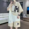 Conjunto Deportivo Casual para Niños, Verano Holgado, Camiseta para Estudiantes Adolescentes, Conjunto de Shorts de Manga Corta de Marca de Moda