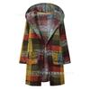 Chaqueta tipo cárdigan de polar con capucha y estampado a cuadros vintage para mujer