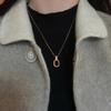 Collar geométrico retro para mujer, moderno, sencillo, con eslabones de aro y doble anilla, cadena de clavícula, verano 2024, nuevo y de moda.