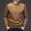 Nuevo Estilo Otoño e Invierno 2026 para Hombres de Mediana Edad Suéter de Cuello Redondo Camiseta de Manga Larga de Color Sólido Camiseta Térmica Casual de Manga Larga