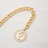 Venta al por mayor de fábrica otoño e invierno estilo coreano collar simple elegante de longitud media doble capa moneda conmemorativa cadena para suéter de mujer
