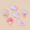 Componentes de accesorios creativos hechos a mano DIY de dibujos animados de gatos dulces rosas y blancos, materiales para accesorios pequeños de resina de pegamento de crema al por mayor