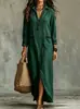 Novo Vestido Longo Liso de Manga Longa com Bolso e Botões para Mulheres 2026 para Lojas Independentes Transfronteiriças Europeias e Americanas na Amazon