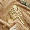 Decoración de Pastel para el Día de la Madre Estilo Ins Transfronterizo con Flores y Mariposas Impresas de Colores, Adorno Acrílico para Pastel del Día de la Madre