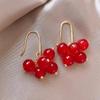 Aretes de Ágata Roja Natural Diseño de Nicho Femenino Personalidad Retro Simple Elegante Moda de Este Año Aretes Joyería para Orejas